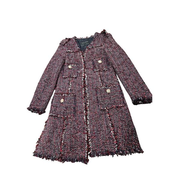 Zara Jackets & Blazers - Blogger Fav Zara Red Military Tweed Jacket Fringe Gold Buttons Size S Trench